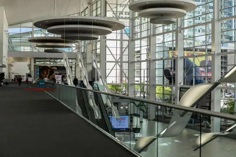 Interior view of the Denver Convention Center showcasing modern architecture and design.