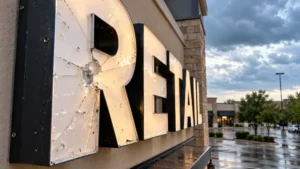 Hail damage to an illuminated commercial sign face on a North Texas property