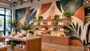 Retail store feature wall graphic in North Texas